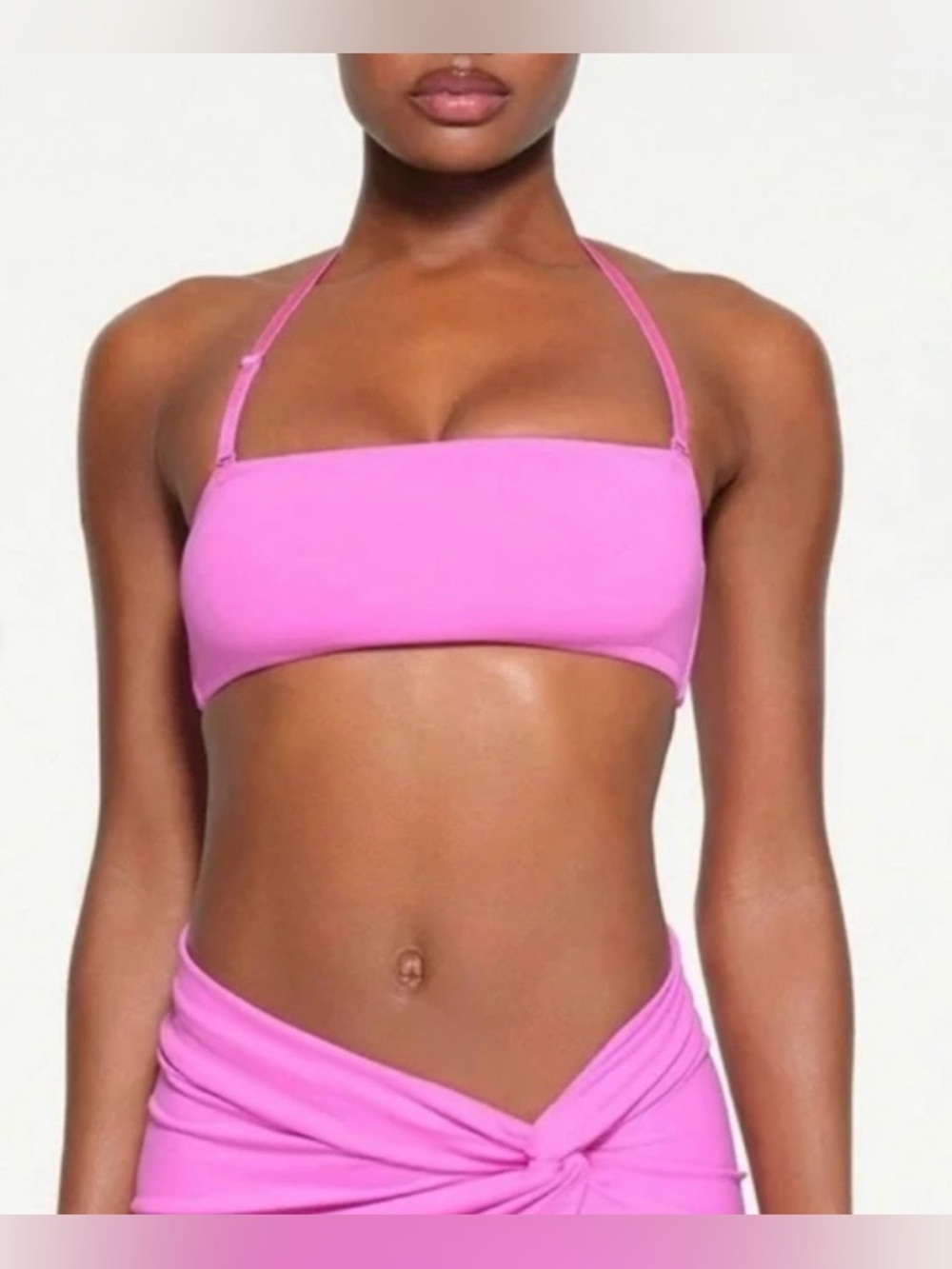 SKIMS Neon Pink Bandeau Swim Top Size XL Barbiecore Bikini Top Strapless Halter